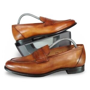 Carlos Santos 9176 Elliot Braga Penny Leather Loafers Men's UK 8 US 9 Tan Dress